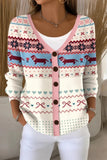Women Regular Fit Casual Dog Knit Cardigan