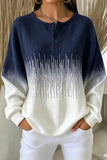Women Casual Abstract Henley Collar Long Sleeve Sweatshirt