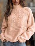 Women Casual Ombre Crew Neck Long Sleeve Turtleneck Pullover Sweater