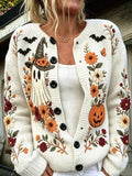Women's Women's Vintage Floral Halloween Cardigan Sweater