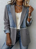 Women Spring/Fall Outerwear Vintage Geometric Long Sleeve Lapel Collar Jacket