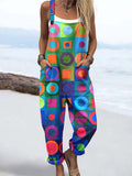 Wome'S Holiday Style Artistic Polka Dots Print Casual Cotton Wide Leg Jumpsuit