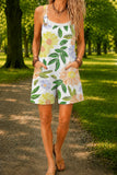 Women’s Green Leaf Floral Print Casual Cotton Wide Leg Romper