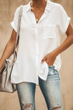 Women's Shirt Collar Solid Color Buttons Short Sleeves Shirt
