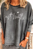 Alphabet Print Crew Neck Long Sleeves Shirts & Tops