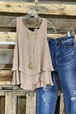 Solid Color Casual Layered Hem Sleeveless Tank Tops